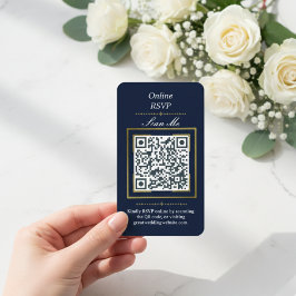 ネイビーブルー | 写真オンラインRSVP QRコード ウェディング エンクロージャーカード