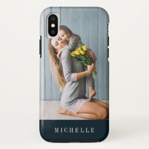 ネイビーブルー 写真モノグラム(縦型) パーソナライズされた iPhone XSケース