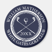 ネイビーブルー 名前とクラブ名 日付 マグネット (正面)