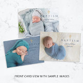 ネイビーブルー 宗教的 十字架 男の子 洗礼 オーダーメイド 画像 招待状