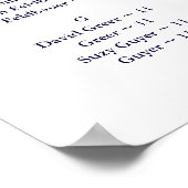 ネイビーブルー 座席表 アルファベット順 ポスター (角)