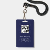 ネイビーブルー, 従業員写真付きIDカード(QRコード付), 会社 バッジ (裏面(ネックストラップ付))