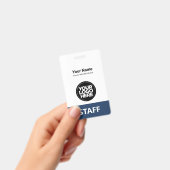 ネイビーブルー 従業員名 ビジネス ロゴ QR コード バッジ (手持ち)
