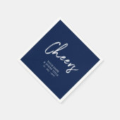 ネイビーブルー |応援ブラシスクリプトパーティーお祝い スタンダードカクテルナプキン (角)