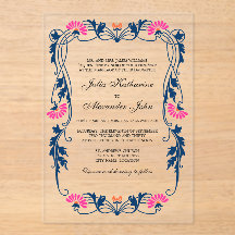 ネイビーブルー&明るい赤紫色フローラスワーズ