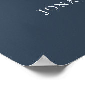 ネイビーブルー |書道シンプルの結婚歓迎 ポスター (角)