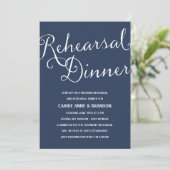 ネイビーブルー | 書道素朴リハーサルディナー 招待状 (スタンド正面)