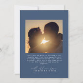 ネイビーブルー | 最小限のシンプルハートスクリプ結婚ト サンキューカード (裏面)