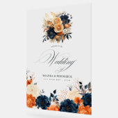 ネイビーブルー、焦げたオレンジ、シャンパン結婚ズ アクリルサイン (傾斜)