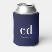 ネイビーブルー 白 イニシャル 名前 缶クーラー (缶裏面)