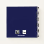 ネイビーブルー 白 カスタム写真 ノートブック (裏面)