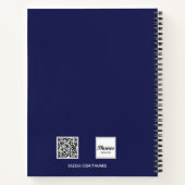 ネイビーブルー 白 カスタム写真 ノートブック (裏面)