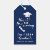 ネイビーブルー 白 クラスオブ2025 卒業お礼メッセージ ギフトタグ (裏面)