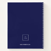 ネイビーブルー 白 モノグラムイニシャル ビジネス ロゴ ノートブック (裏面)