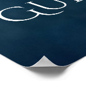 ネイビーブルー(紋章の)フラ・ダ・リフェアリーライト |の結婚サイン ポスター (角)