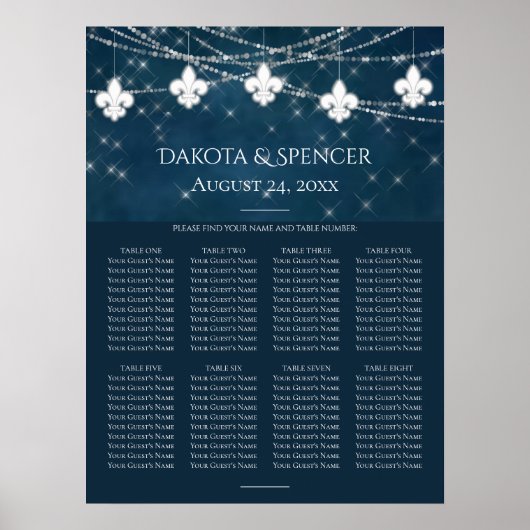 ネイビーブルー（紋章の）フラ・ダ・リフェアリーライト |シーティングチャート ポスター (正面)