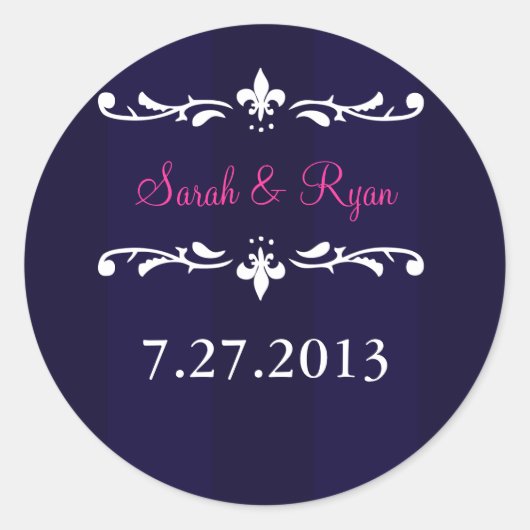 ネイビーブルー（紋章の）フラ・ダ・リ封筒シール ラウンドシール (正面)