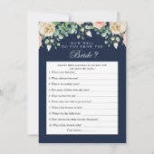 ネイビーブルー 誰が花嫁を知っているかゲームカード 招待状 (正面)