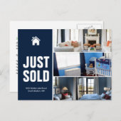ネイビーブルー 販売済みの不動産広告テンプレート ポストカード (正面/裏面)