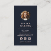 ネイビーブルー&赤面ネイルアーティストアーチフォト 名刺 (裏面)