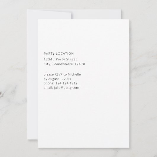 ネイビーブルー&赤面ピンクフローラ卒業パーティー 招待状 (裏面)