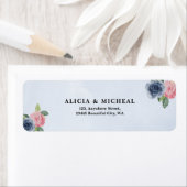 ネイビーブルー&赤面ピンク差出人住所ラベル ラベル (インサイチュ)