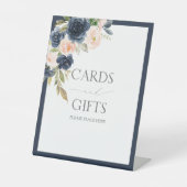 ネイビーブルー&赤面フローラ水色シャワーギフト 台座サイン (正面)