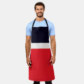 ネイビーブルー（赤） エプロン (着用した状態)