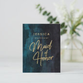 ネイビーブルー&金ゴールドが私のメイド・オブ・オーナー(花嫁付き添い人) 招待状 (スタンド正面)