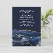 ネイビーブルー&金ゴールドアゲート卒業 招待状 (スタンド正面)