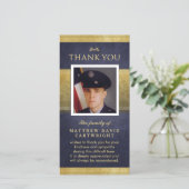 ネイビーブルー&金ゴールドエレガンスサンキューメモリアルカード サンキューカード (スタンド正面)