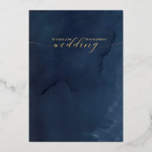 ネイビーブルー&金ゴールドエレガントウェディングフォイル招待状 箔招待状 (裏面)