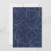 ネイビーブルー&金ゴールドエレガントボタニカルフレーム結婚ズ 招待状 (裏面)