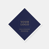 ネイビーブルー&金ゴールドカスタムビジネスロゴプロモーション スタンダードカクテルナプキン (角)