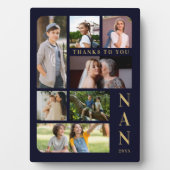 ネイビーブルー&金ゴールドクラシック7枚数々の写真コラージュ フォトプラーク (正面)