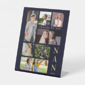 ネイビーブルー&金ゴールドクラシック7枚数々の写真コラージュ 台座サイン (正面)