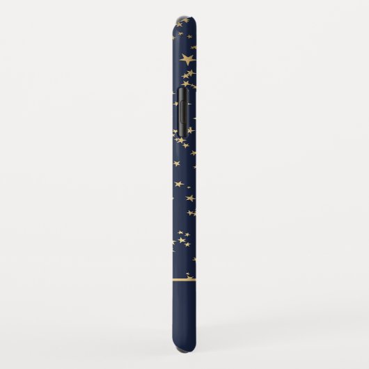 ネイビーブルー – 金ゴールドスターズシアルモノグラム Case-Mate iPhoneケース (裏面/右)