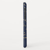 ネイビーブルー – 金ゴールドスターズシアルモノグラム Case-Mate iPhoneケース (裏面/左)