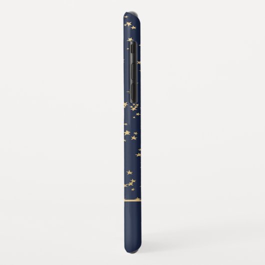 ネイビーブルー – 金ゴールドスターズシアルモノグラム Case-Mate iPhoneケース (裏面/左)