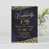 ネイビーブルー&金ゴールドバチェロレッテ招待状 招待状 (スタンド正面)