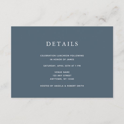 ネイビーブルー&金ゴールドバー（ユダヤ教の）バル・ミツバー詳細カード エンクロージャーカード (正面)