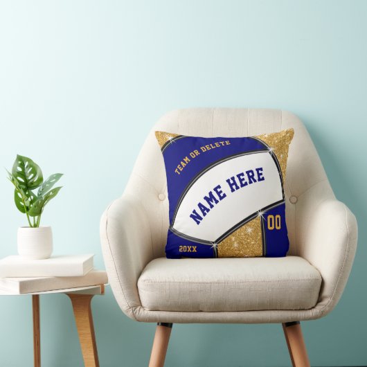ネイビーブルー，金ゴールドパーソナライズされたバレー枕 クッション (椅子)