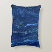 ネイビーブルー&金ゴールドフェイクマーブルアクリルアブストラクション アクセントクッション (裏面(縦))