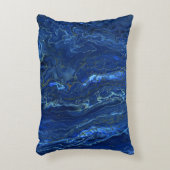 ネイビーブルー&金ゴールドフェイクマーブルアクリルアブストラクション アクセントクッション (正面(垂直))