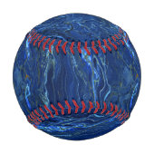 ネイビーブルー&金ゴールドフェイクマーブルアクリルアブストラクション 野球ボール (裏面)