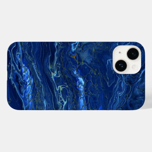 ネイビーブルー&金ゴールドフェイクマーブルアクリルアブストラクション Case-Mate iPhoneケース (裏面 (横))