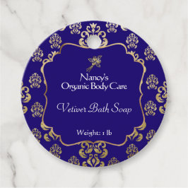 ネイビーブルー&金ゴールドフォイルダマスク製品ラベル フェイバータグ