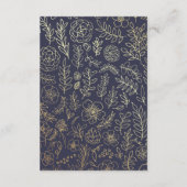 ネイビーブルー |金ゴールドフローラ結婚の詳細カード エンクロージャーカード (裏面)