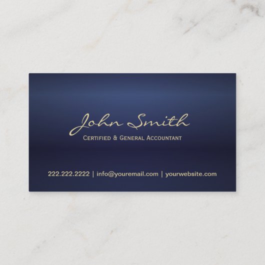 ネイビーブルー&金ゴールドプロフェッショナル会計  名刺 (裏面)