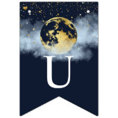 ネイビーブルー&金ゴールドムーンアンドスターベビーシャワー バンティングフラッグ (第2の旗)